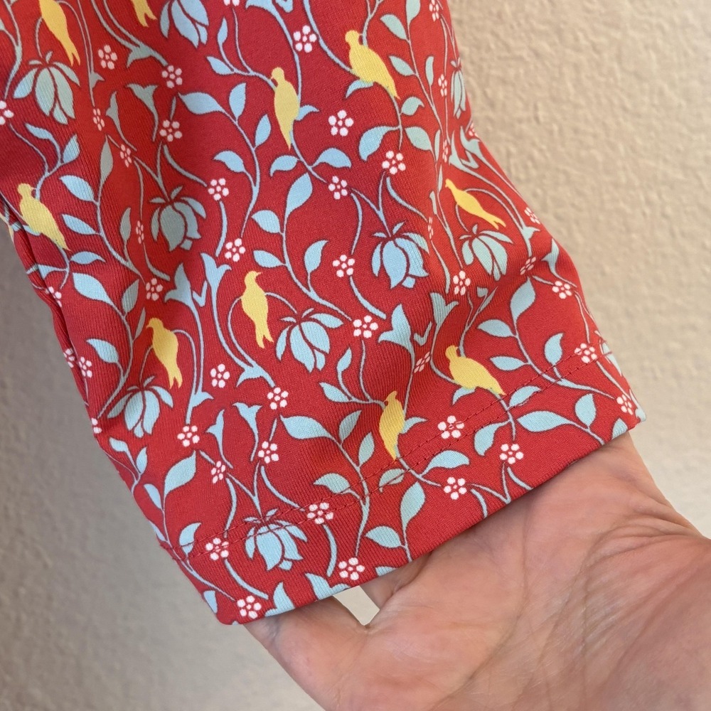 J.‎ McLaughlin Dress Womens XS Catalina Cloth Red Floral Bird 3/4 Sleeve Preppy - Picture 8 of 12